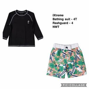 iXtreme Toddler Boys Swim Trunks and Rash Guard Set Size 4/4T Tropical Beach UPF